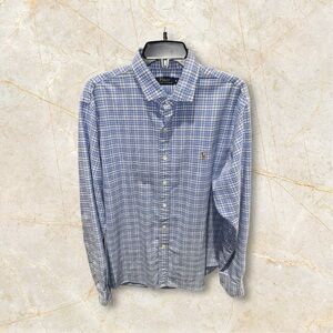 Polo Ralph Lauren Men's Long Sleeve Flesh Pony Blue Plaid Preppy Oxford Shirt XL